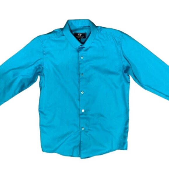 Black-N-Bianco Cotton Blend Button Down Dress Shirt Boys Sz 12 Blue #96i - Picture 2 of 8